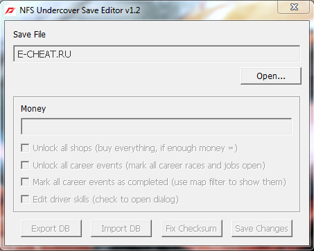 Save Editor NFSUC
